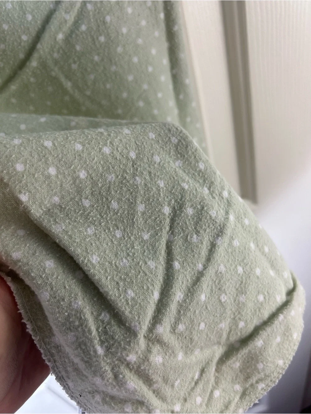 Parent's Choice Green White Polka Dots Baby Receiving Blanket Thin Flannel